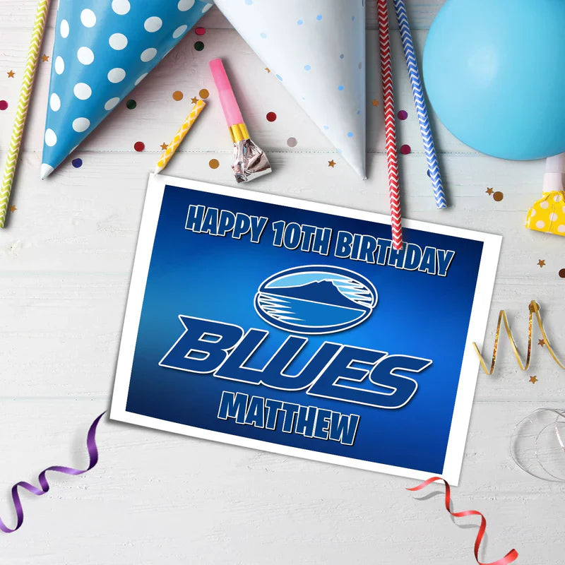 The Blues Rugby Personalized Icing Sheet Cake Topper Images