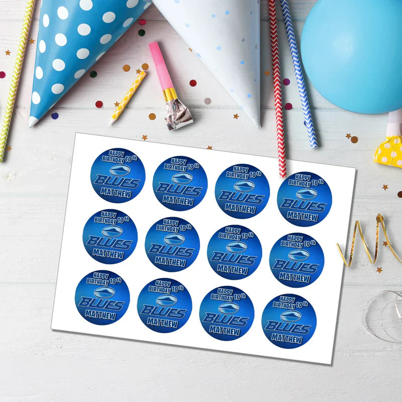Buy The Blues Rugby Personalized Cupcakes Toppers