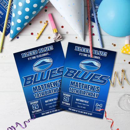 The Blues Birthday Decorations, Auckland Rugby Party Supplies, Rugby Themed, All Blacks Digital Template, Editable The Blues Rugby Image SVG PNG