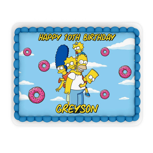 Custom edible sheet cake images with The Simpsons theme