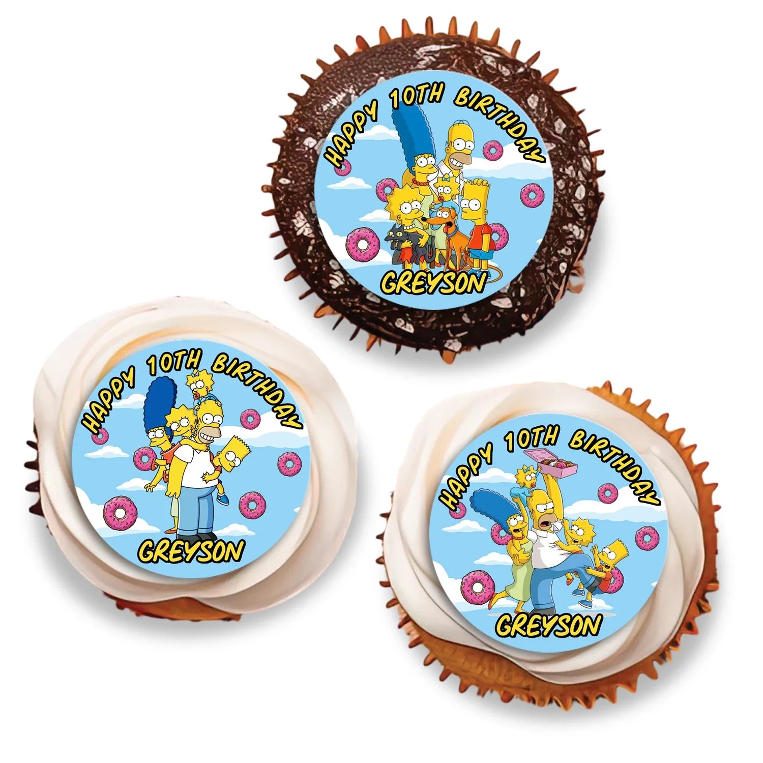 Personalized cupcake toppers with The Simpsons characters