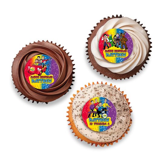 The Wiggles Personalized Cupcakes Toppers - Personalized cupcake toppers with The Wiggles characters