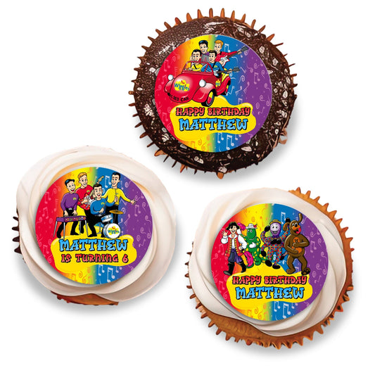 The Wiggles Personalized Cupcakes Toppers - Personalized cupcake toppers with The Wiggles characters