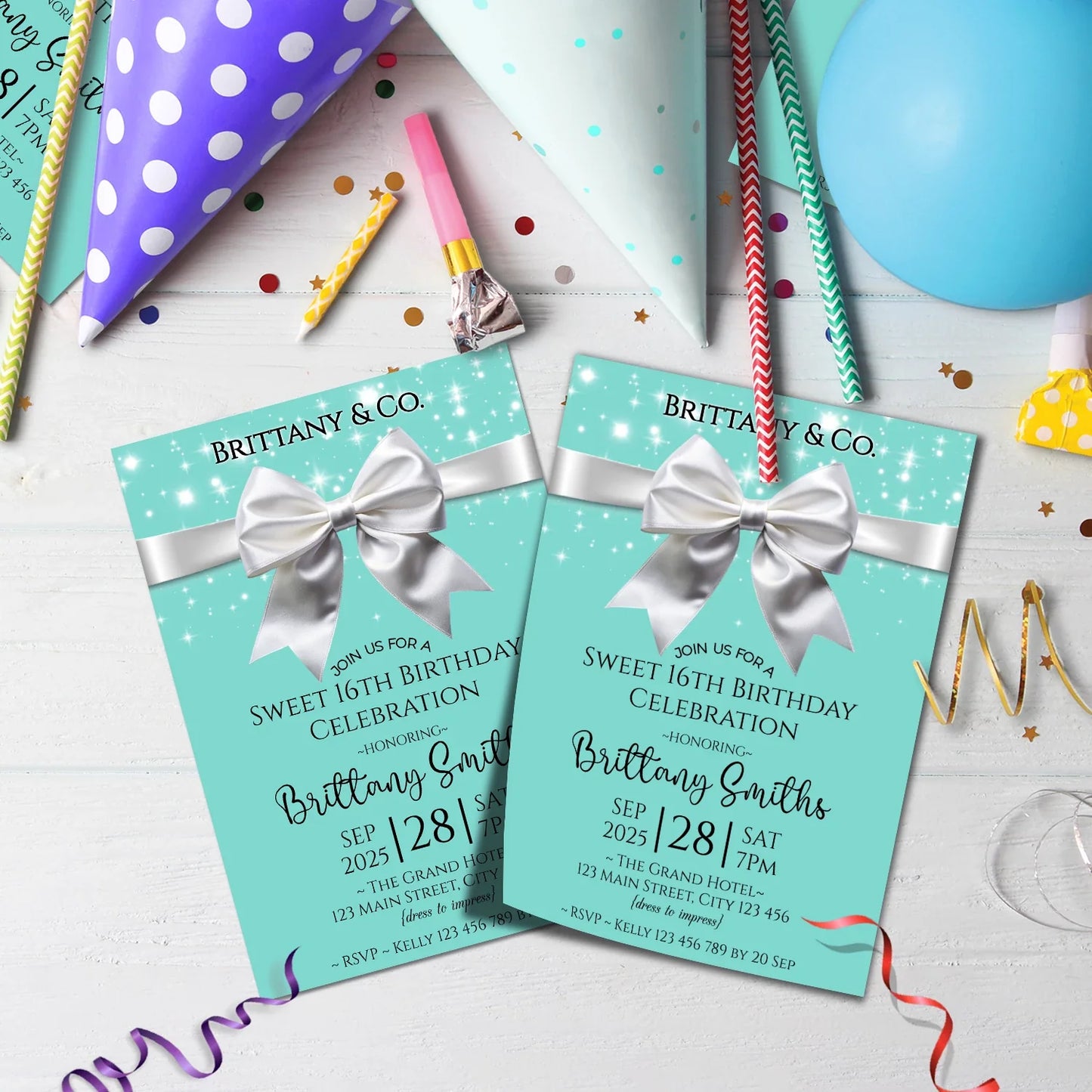 Luxury Items Birthday Decorations, Tiffany & CO Party Supplies, Tiffany n CO Themed, Tiffany&CO Digital Template, Editable Tiffany & CO inspired Image SVG PNG
