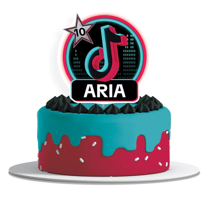 Tiktok themed personalized cake toppers for birthday celebrations