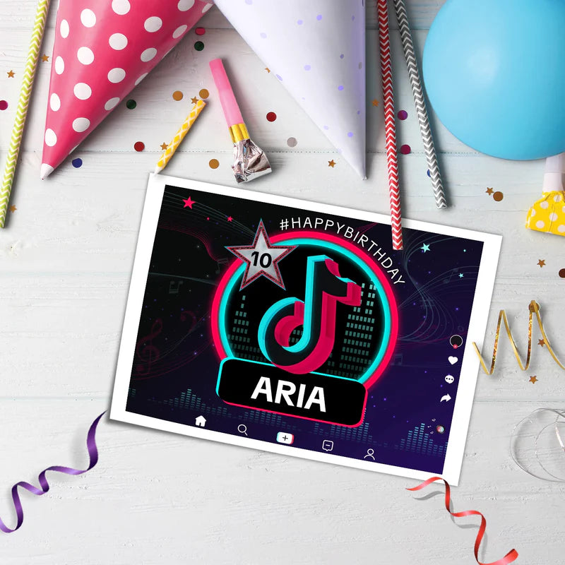 Tiktok Sheet Cake Topper Edible Icing Image Personalized Birthday Cake Decor