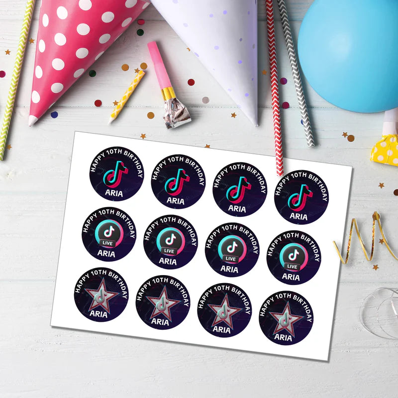 Tiktok Cupcakes Toppers Printable Cupcake Tags Edible Custom Party Topper