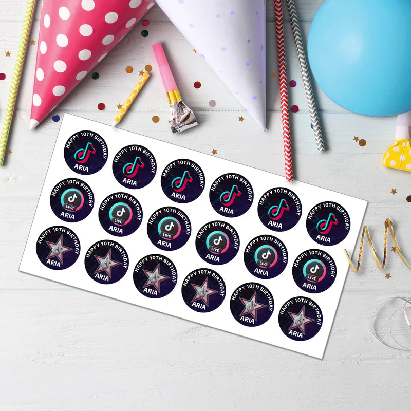 Tiktok Cupcakes Toppers Printable Cupcake Tags Edible Custom Party Topper