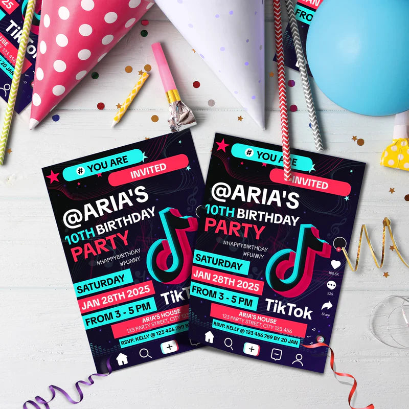 Tiktok Birthday Decorations, Tik tok Party Supplies, tiktok live Themed, tiktok Digital Template, Editable Tiktok Image SVG PNG