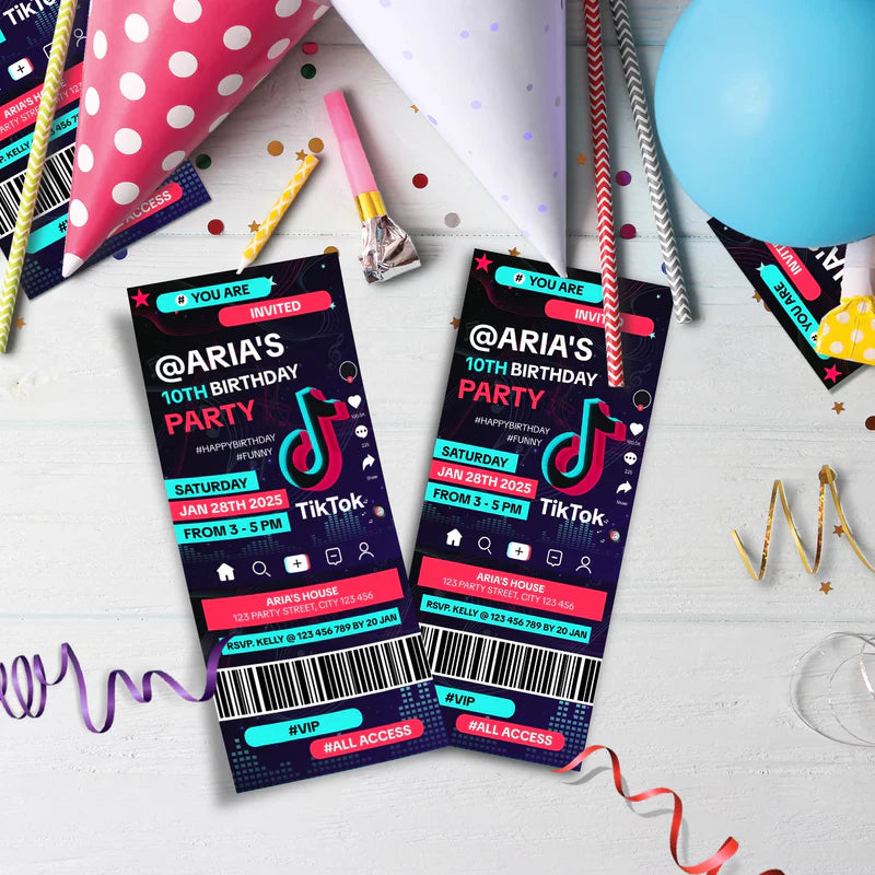 Tiktok Birthday Decorations, Tik tok Party Supplies, tiktok live Themed, tiktok Digital Template, Editable Tiktok Image SVG PNG