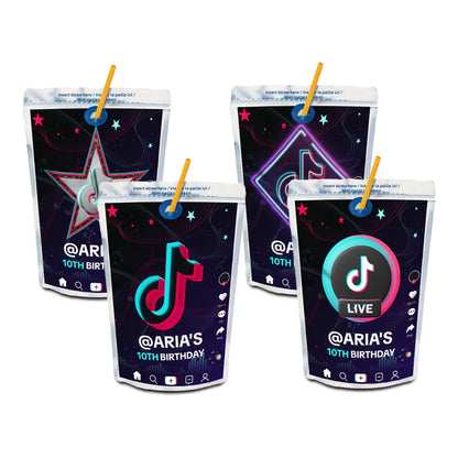 Tiktok juice pouch label personalized for kids party drinks