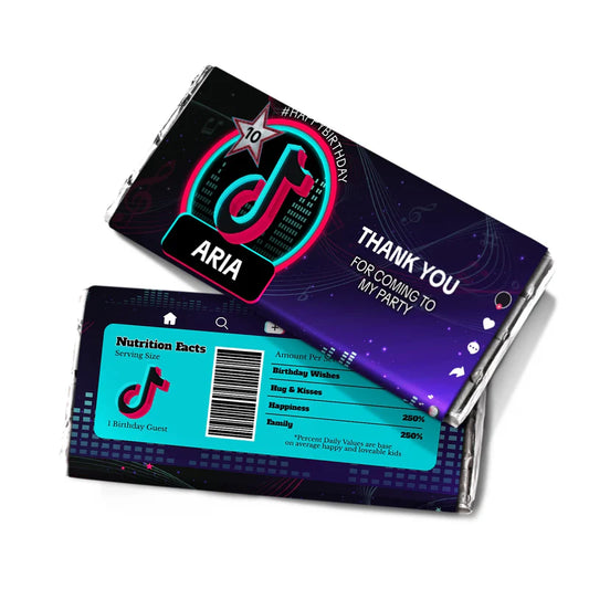 Tiktok chocolate wrapper label editable for party favors