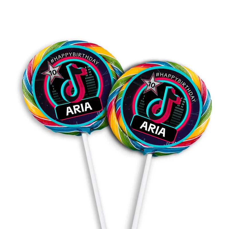 Tiktok lollipop label with editable design for birthday party