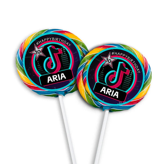 Tiktok lollipop label with editable design for birthday party