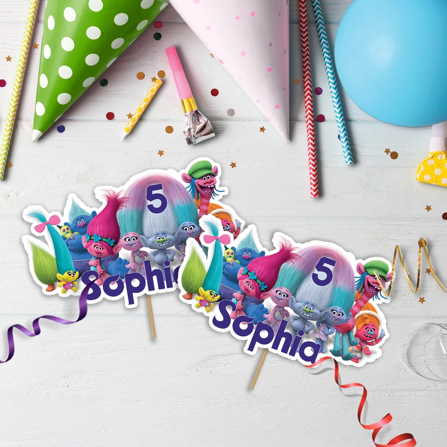 Trolls Birthday Decorations, Branch & Poppy Party Supplies, Trolls Themed, Trolls Movie Digital Template, Editable Trolls Image SVG PNG