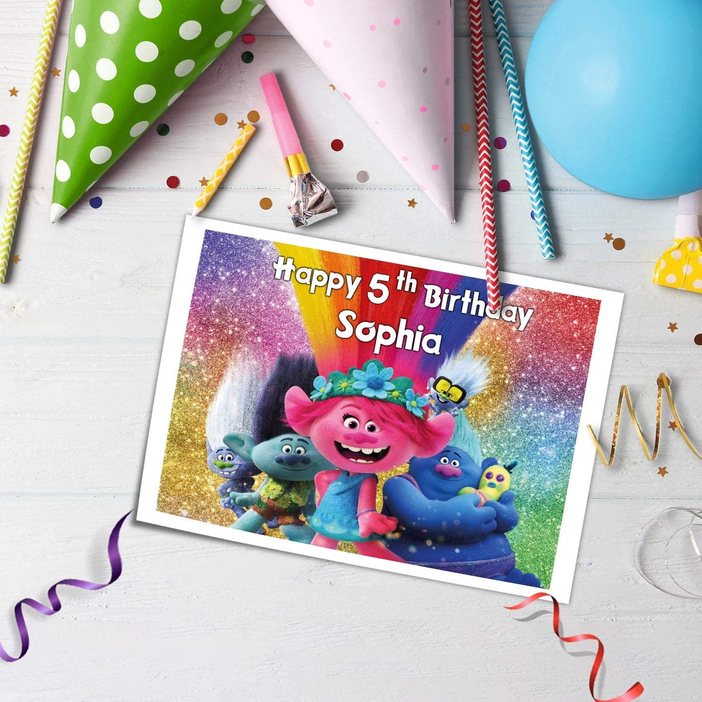 Trolls Personalized Edible Sheet Cake Topper - Trolls Cake Topper for Birthdays