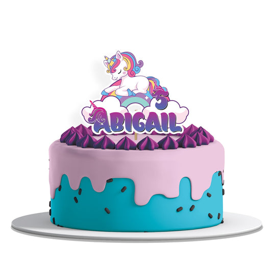 Personalized unicorn cake toppers