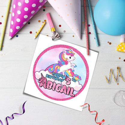 Round Unicorn Personalized Cake Images for a Unique Birthday Party
