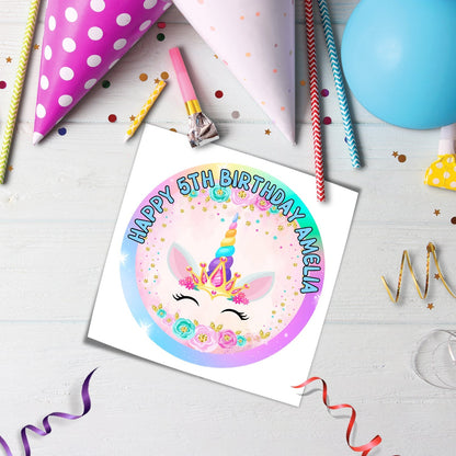 Round Unicorn Personalized Cake Images for a Unique Birthday Party