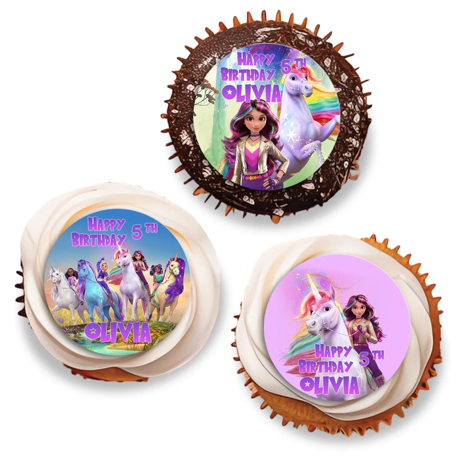 Unicorn Academy Personalized Cupcakes Toppers - Custom cupcake toppers featuring Unicorn Academy design