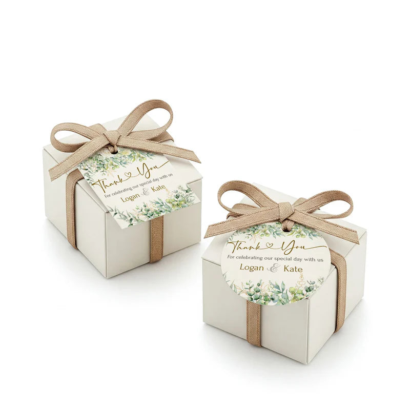 White Rose and Eucalyptus Leaves DIY Wedding Gift Tags