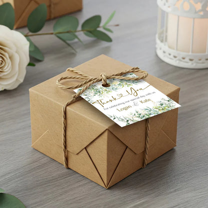 White Rose and Eucalyptus Leaves DIY Wedding Gift Tags