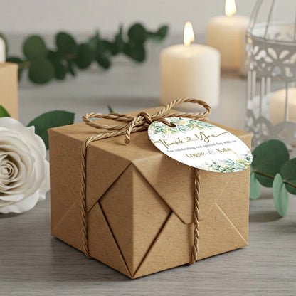 White Rose and Eucalyptus Leaves DIY Wedding Gift Tags