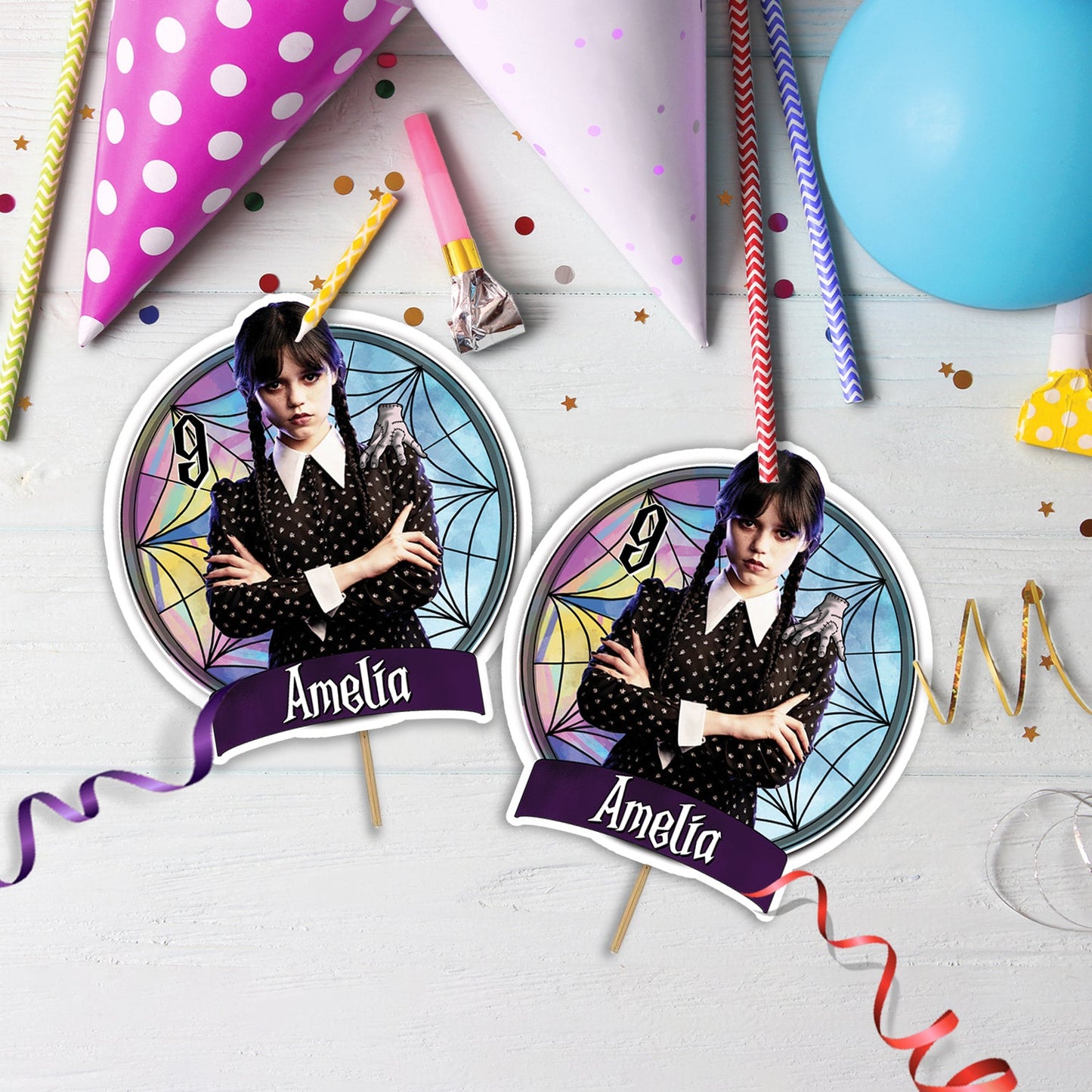 Wednesday Addams Birthday Decorations, Wednesday Netflix Party Supplies, Wednesday Series Themed, Wednesday Digital Template, Editable Wednesday Image SVG PNG