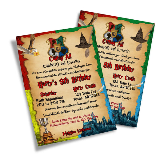 Wizard Personalized Birthday Card Invitations for magical celebrations