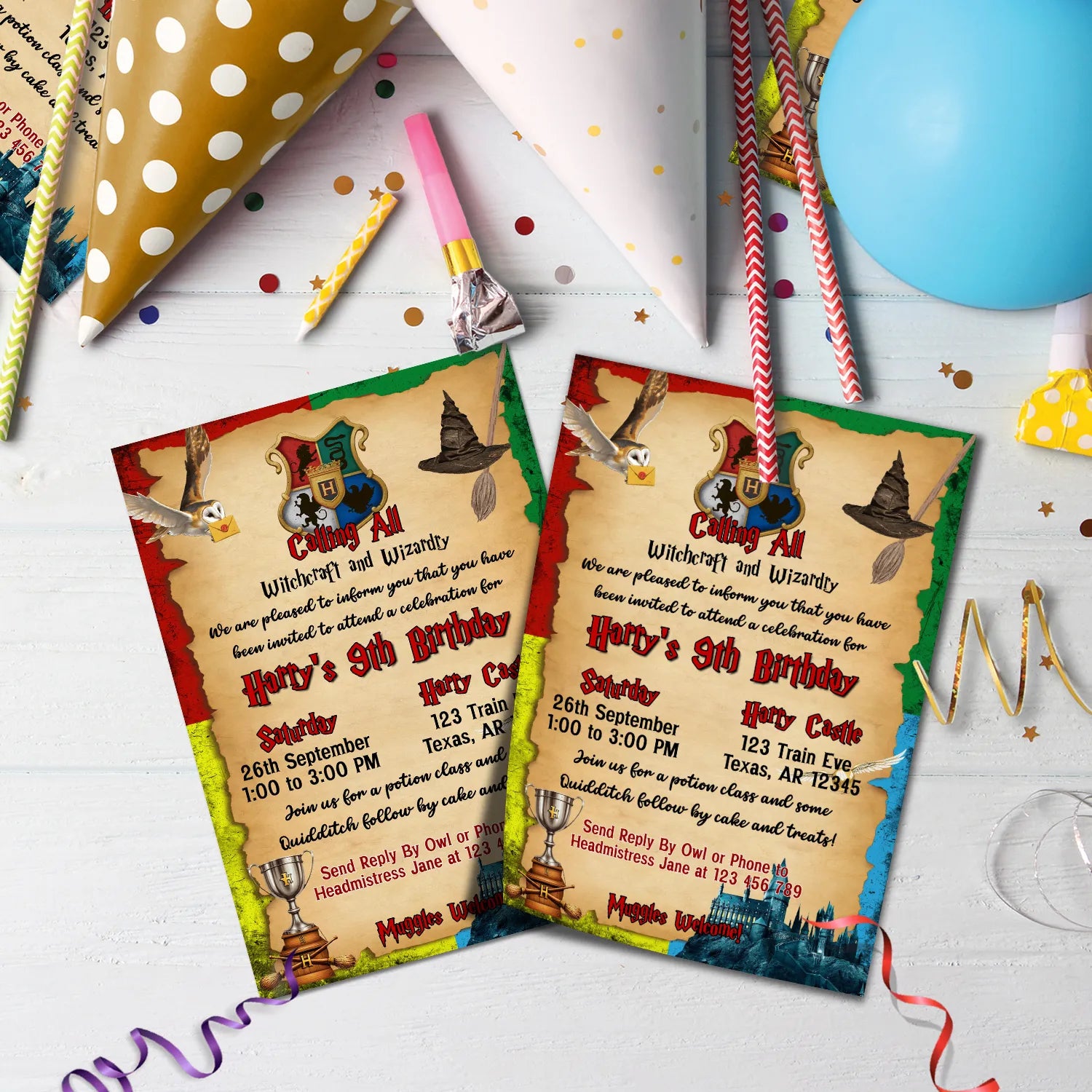 harry Potter Birthday Decorations, hogwarths school Party Supplies, magic school Themed, wizard Digital Template, Editable Wizard Image SVG PNG