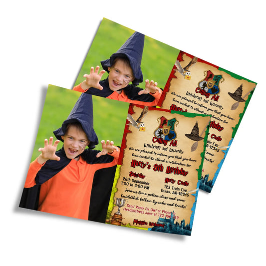 Wizard Personalized Photo Card Invitations with Custom Photo and details