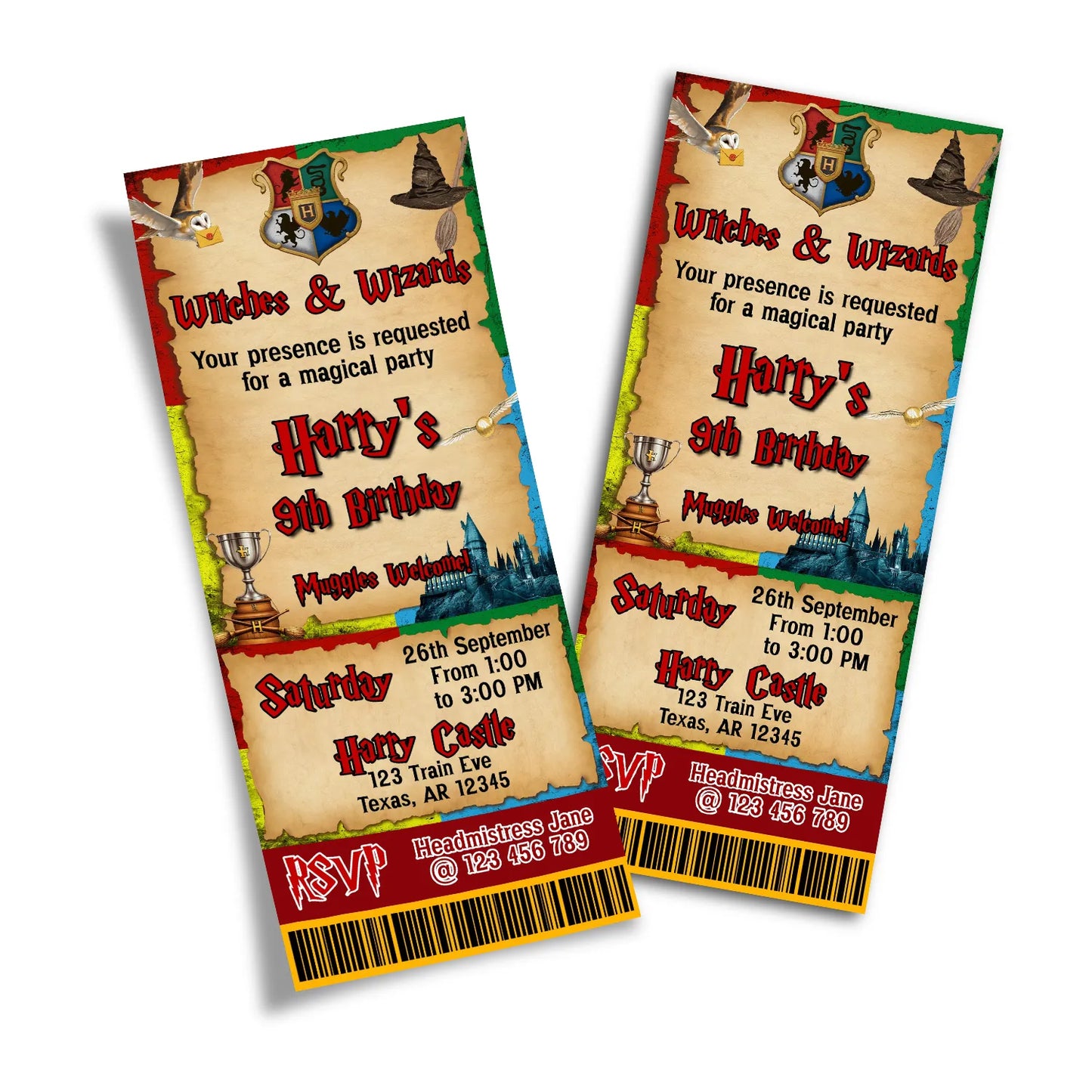 Wizard Personalized Birthday Ticket Invitations with Wizard-Themed designs