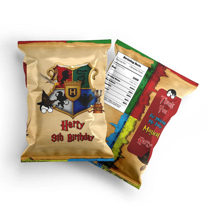 Wizard Personalized Chips Bag Label with Custom Wizard-Themed designs