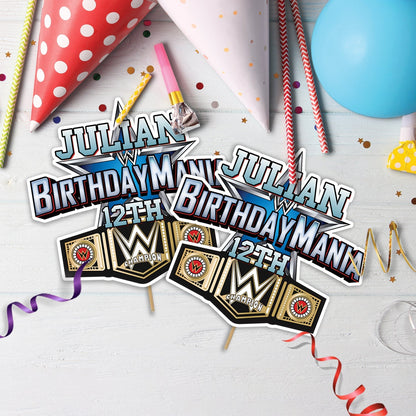 WWE WrestleMania Birthday Decorations, WWE Party Supplies, Royal Rumble Themed, Pro Wrestling Digital Template, Editable WWE WrestleMania Image SVG PNG