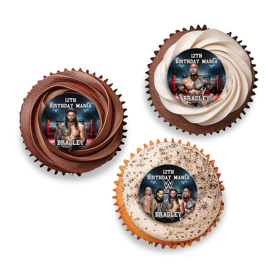 WWE The Bloodline themed personalized cupcakes toppers