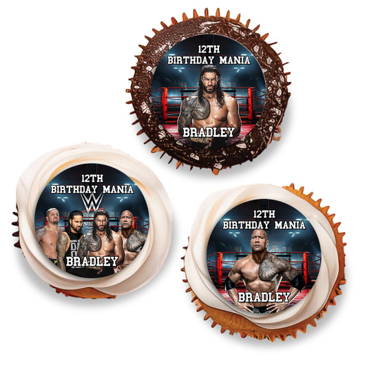 WWE The Bloodline themed personalized cupcakes toppers