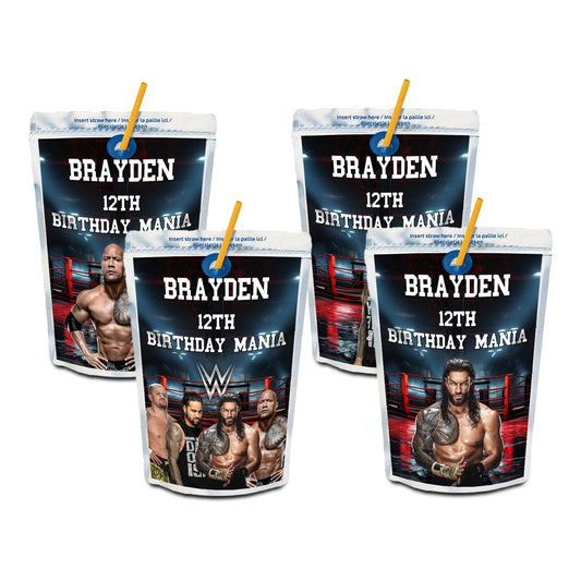WWE The Bloodline themed juice pouch label