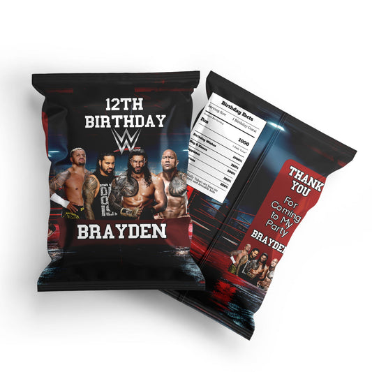 WWE The Bloodline themed chips bag label