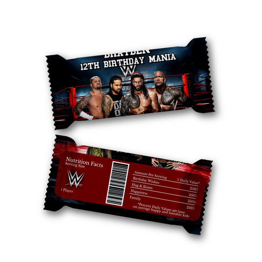 WWE The Bloodline themed Rice Krispies treats and candy bar label