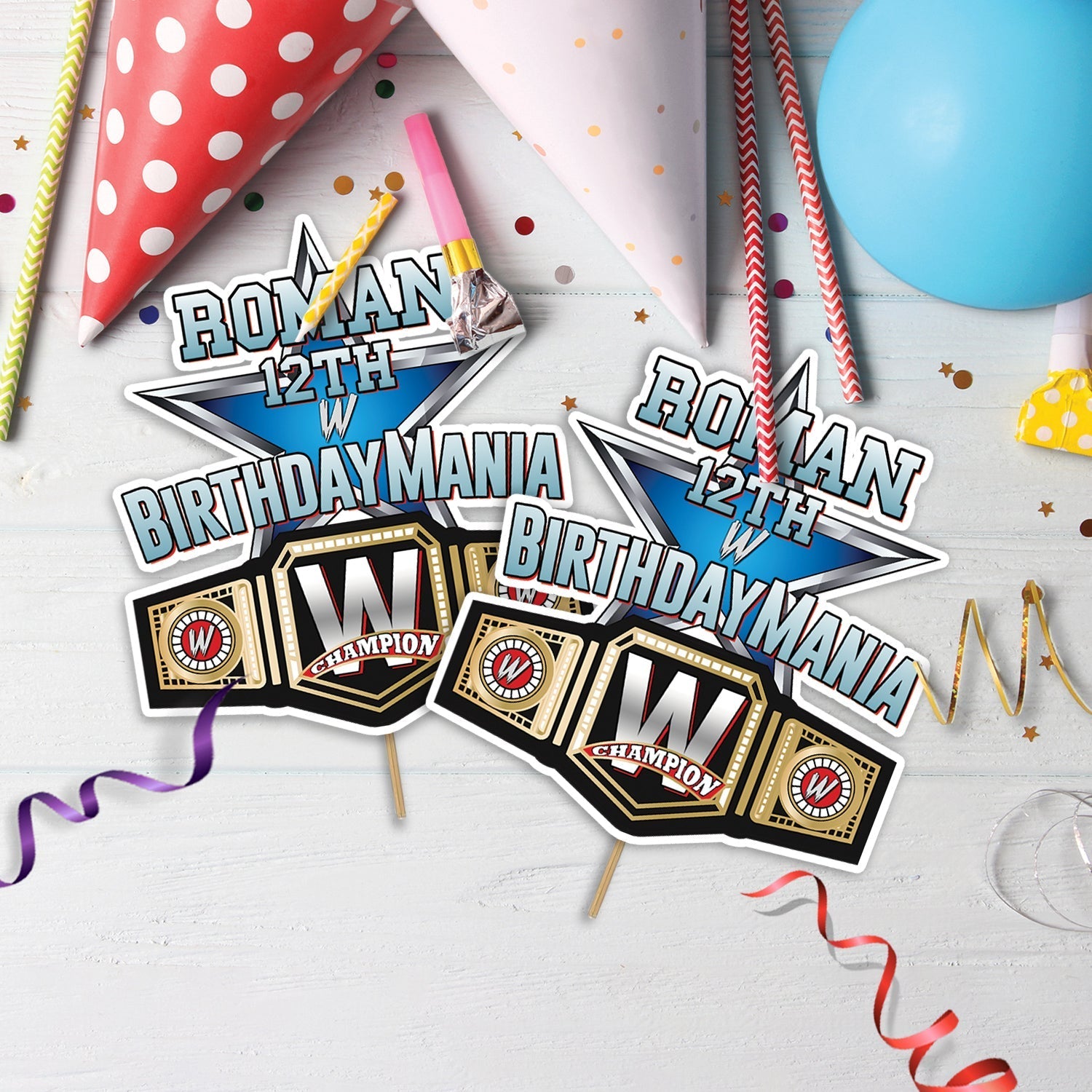 WWE WrestleMania Birthday Decorations, Wrestler Party Supplies, Birthday Mania, Pro Wrestling, Wrestle SVG