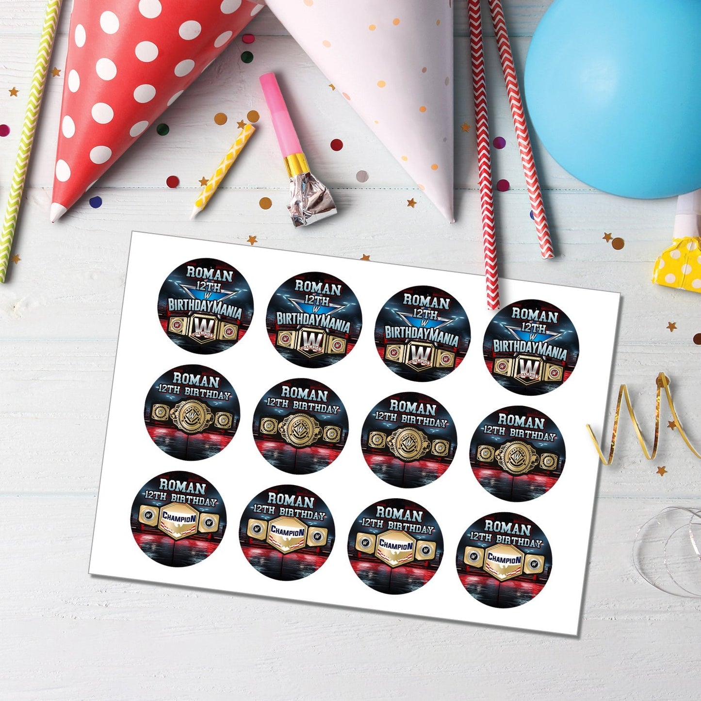 Birthday Mania Personalized Cupcakes Toppers - Make Your Cupcakes Stand Out