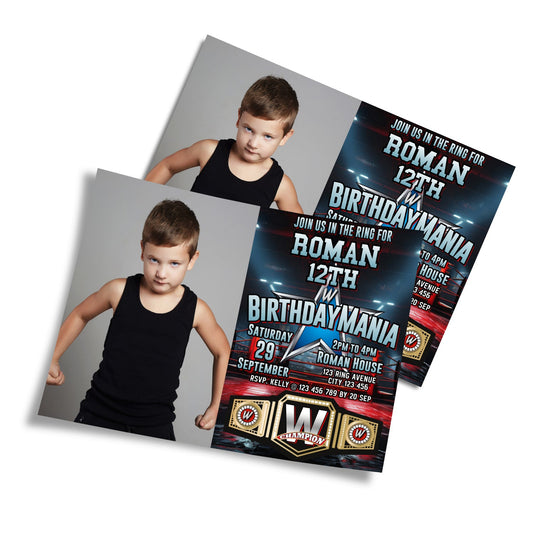 Personalized WWE photo card invitations for memorable celebrations
