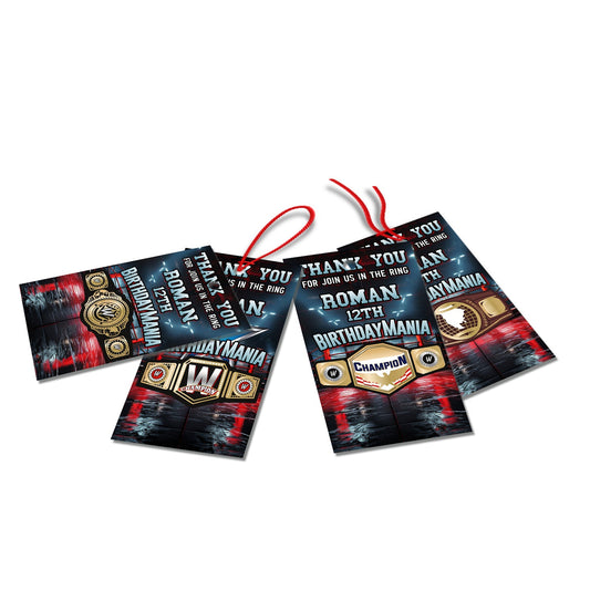 WWE thank you tags for party favors