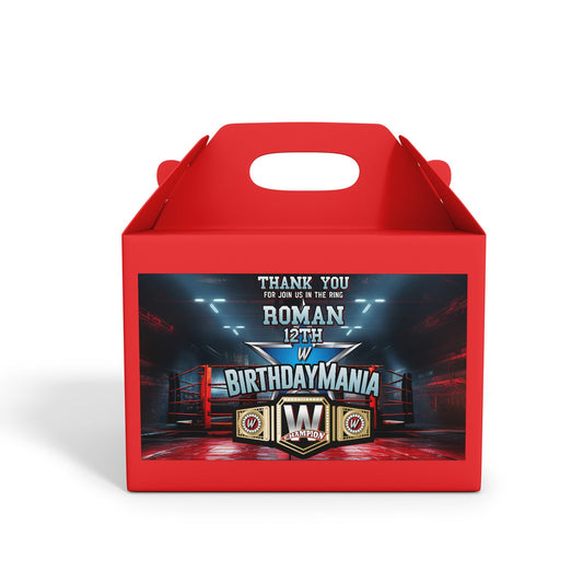 WWE treat box label for themed party goodies