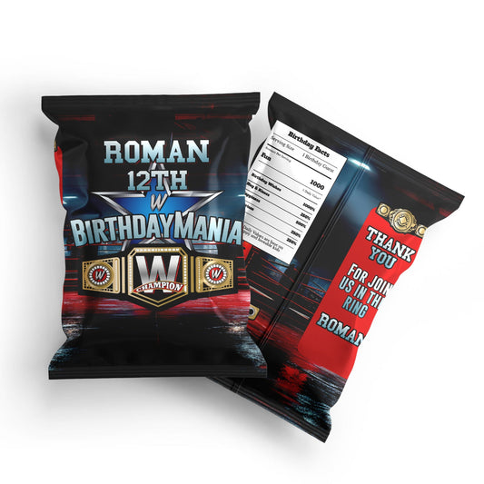 Personalized WWE chips bag label for snacks