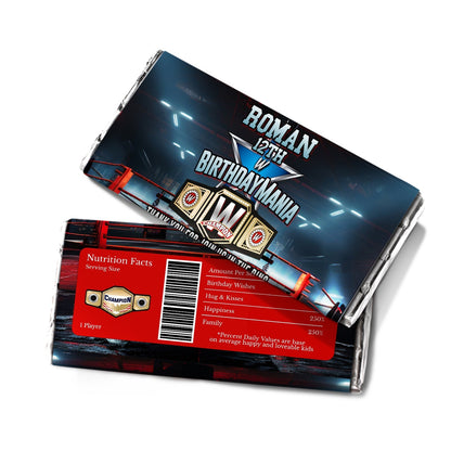 Custom WWE chocolate label for themed treats