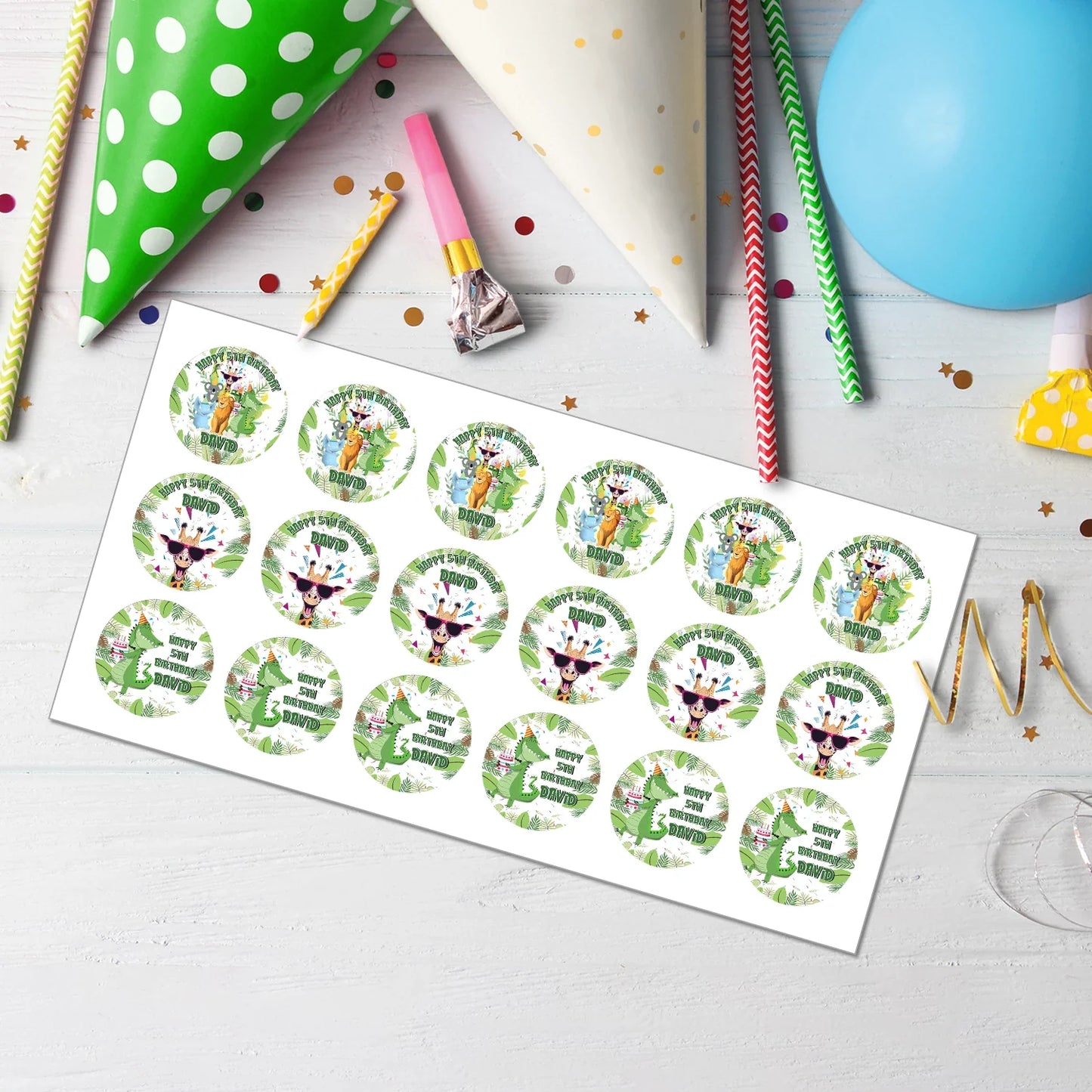 Zoo Party Personalized Cupcake Toppers Printable