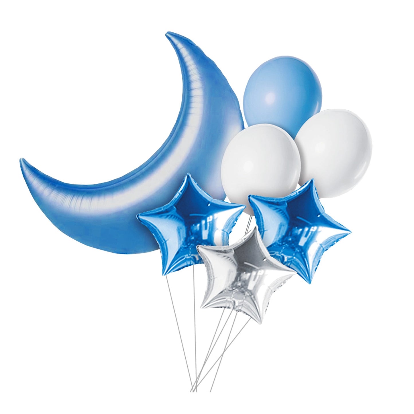 Moon and Star Balloons Bouquet Balloons for Your Party Celebration | Twinkle Little Star Baby Shower Birthday (Blue)