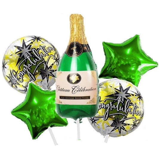 5pcs/set Congratulations Champagne Foil Balloon Bouquet