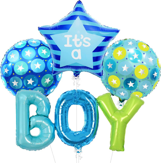 Baby Boy Balloons Set - Pack of 4 | Its A Boy Balloon, Boy Gender Reveal Decorations | Boy Letter Balloons, Its A Boy Balloons for Baby Shower Decorations | Boy Baby Shower Balloons for Boy